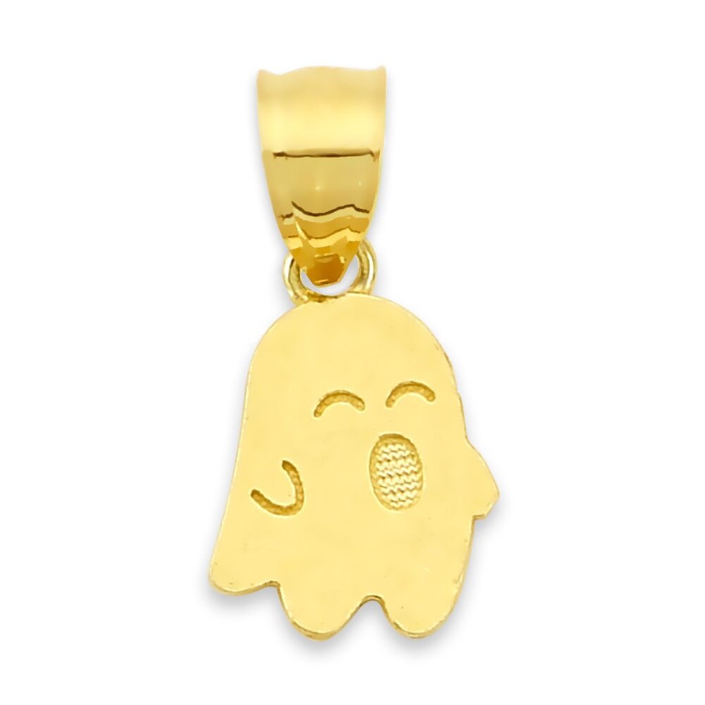 Solid 10k Gold Ghost Charm - Cute Halloween Jewelry Gifts